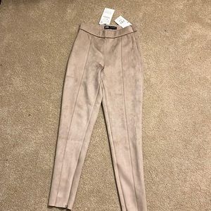 high-rise suede leggings